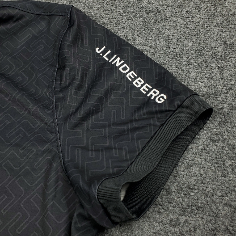 J Lindeberg Tour Tech Polo Shirt Mens 3XL Golf Logo Print Regular Fit Black - Picture 8 of 11